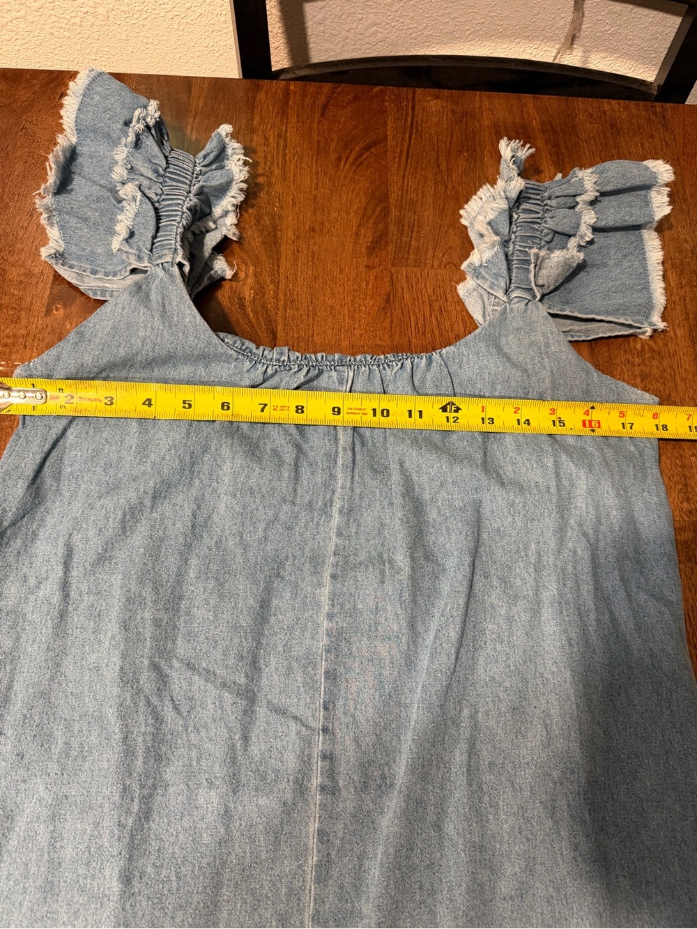 Blue Light Denim Ruffle-Strap Romper - Picture 4 of 6